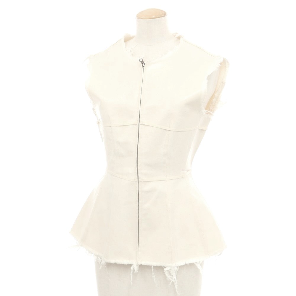 【中古】エムエムシックス MM6 コットン ジップアップ ベスト アイボリー【サイズ40】【レディース】