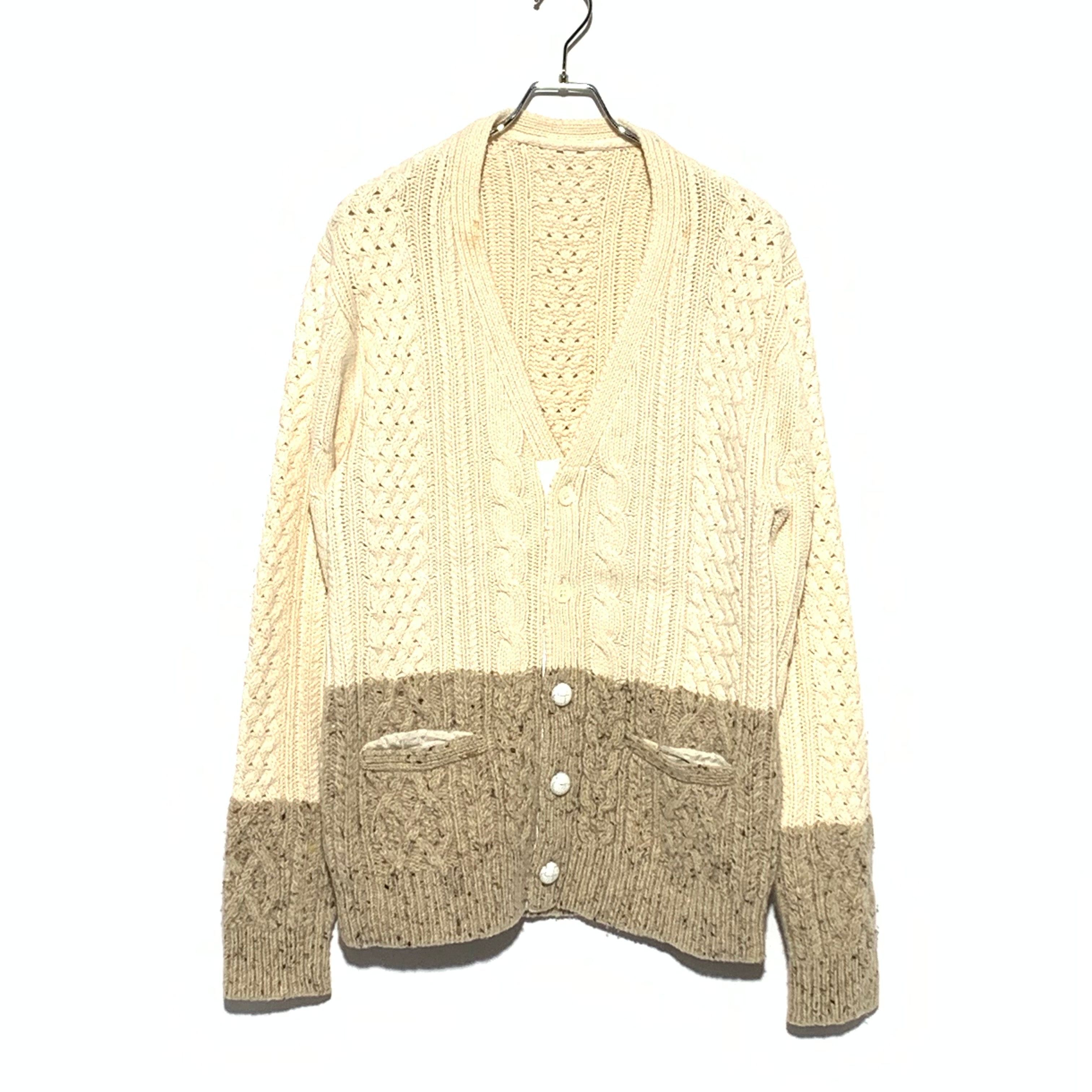 ケーブル編みニットカーディガンアイボリー