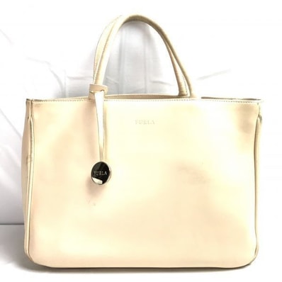 2way!フルラ FURLA レザー ショルダーバッグ ハンドバッグ ベージュ 無地 イタリア製 /bag〕菅NO.WB3-7