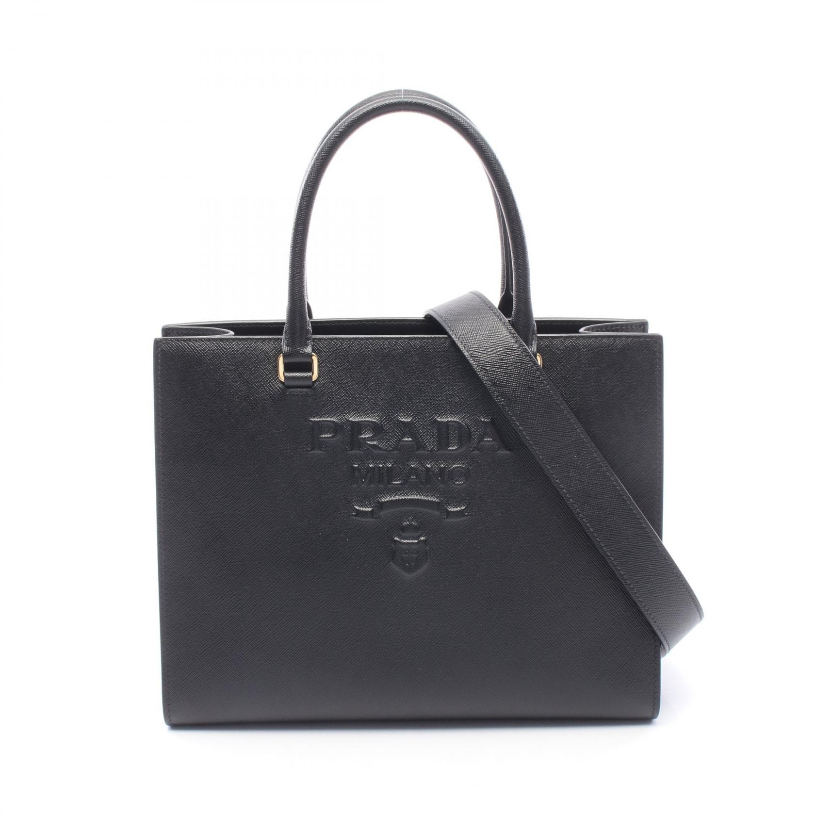 プラダ PRADA SAFFIANO LUX 2WAY ハンドバッグ バッグ サフィアーノレザー レディース ブラック系 1BA337 【中古】
