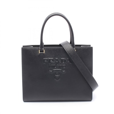 プラダ PRADA SAFFIANO LUX 2WAY ハンドバッグ バッグ サフィアーノレザー レディース ブラック系 1BA337 【中古】