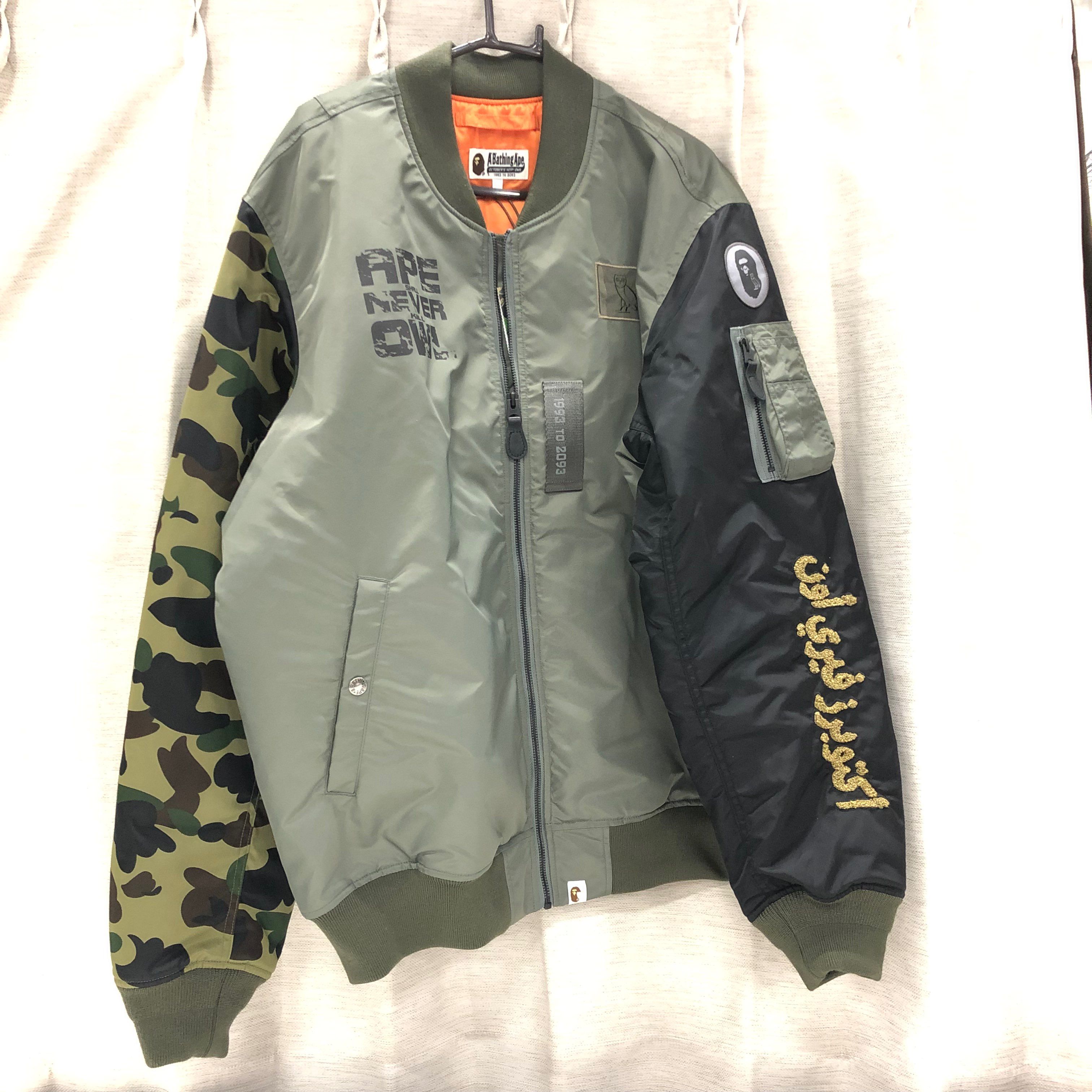 A BATHING APE x OVO Loose Fit MA-1 "Olive Drab"
