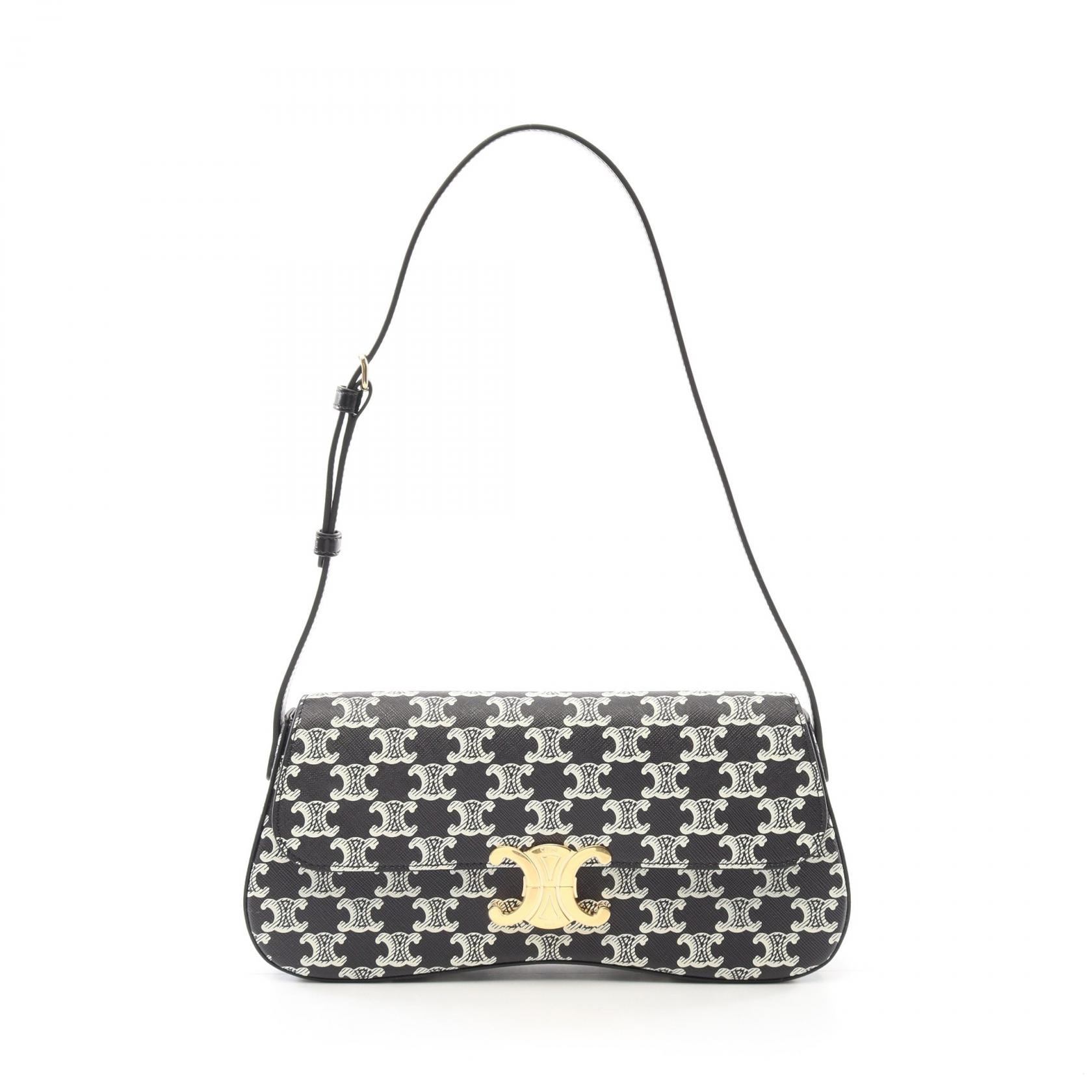 セリーヌ CELINE ミディアム ローラ ショルダーバッグ バッグ PVCコーティングキャンバス レザー レディース ブラック系 / ホワイト系 115532FQO38NO 【新品】