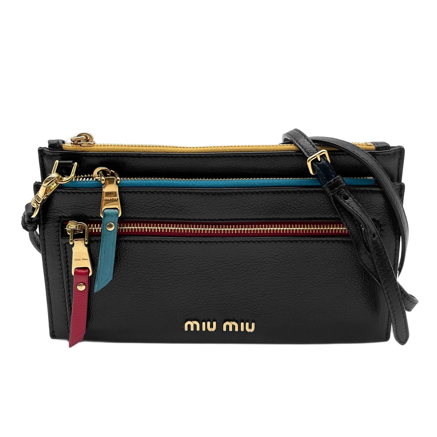 Miu Miu ミュウ ミュウ GLACE ZIP COLOU スリーカラー ショルダーバッグ
クロスボディ 5DH055 レザー ブラック レディース
【中古】