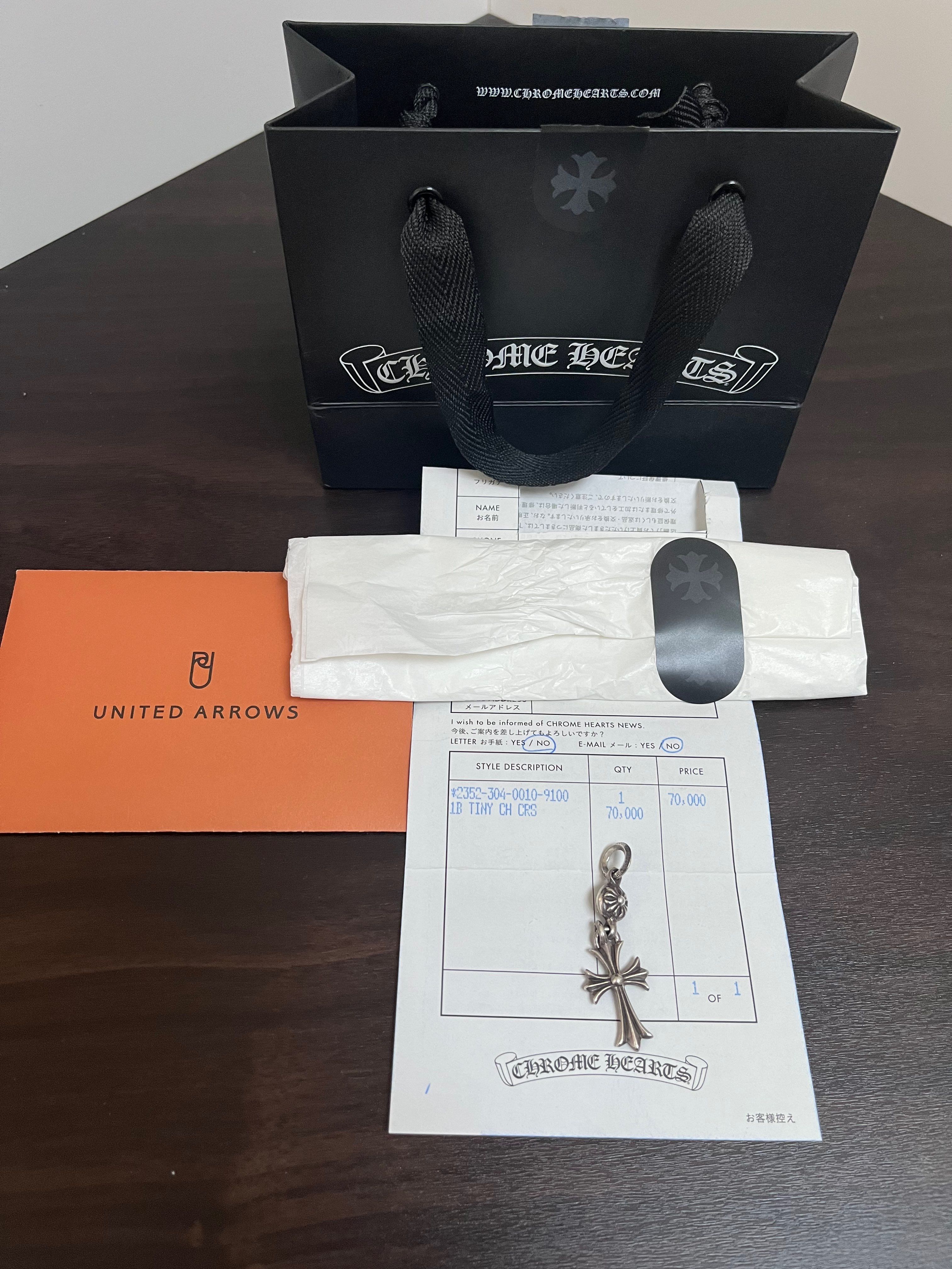 Chrome Hearts 1 Ball Tiny CH Cross Charm "Silver"