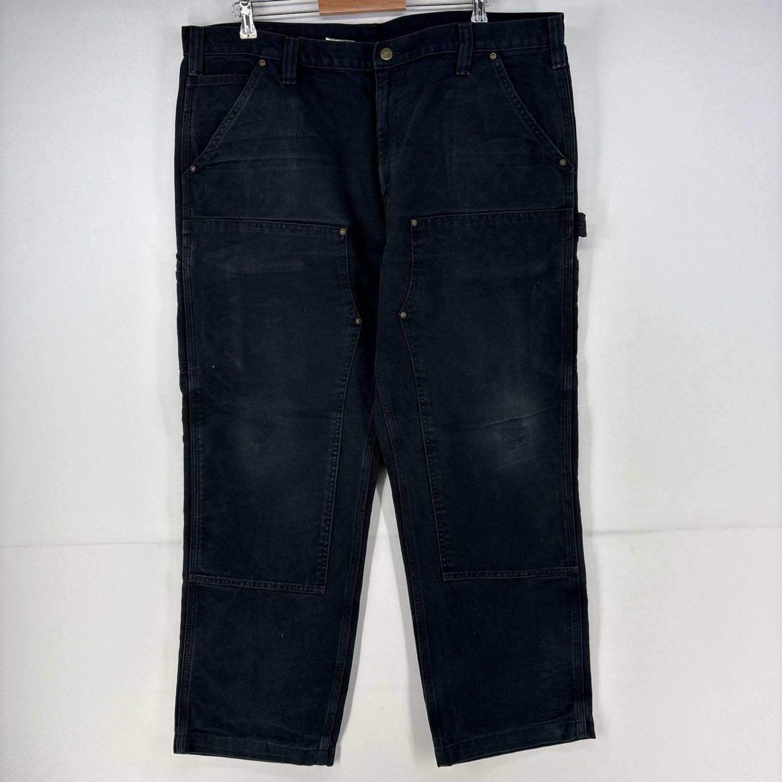 古着 カーハート Carhartt ダック パンツ ペインター ジップ ダブルニー ワンポイント 大きいサイズ w42 L30 ブラック メンズ
