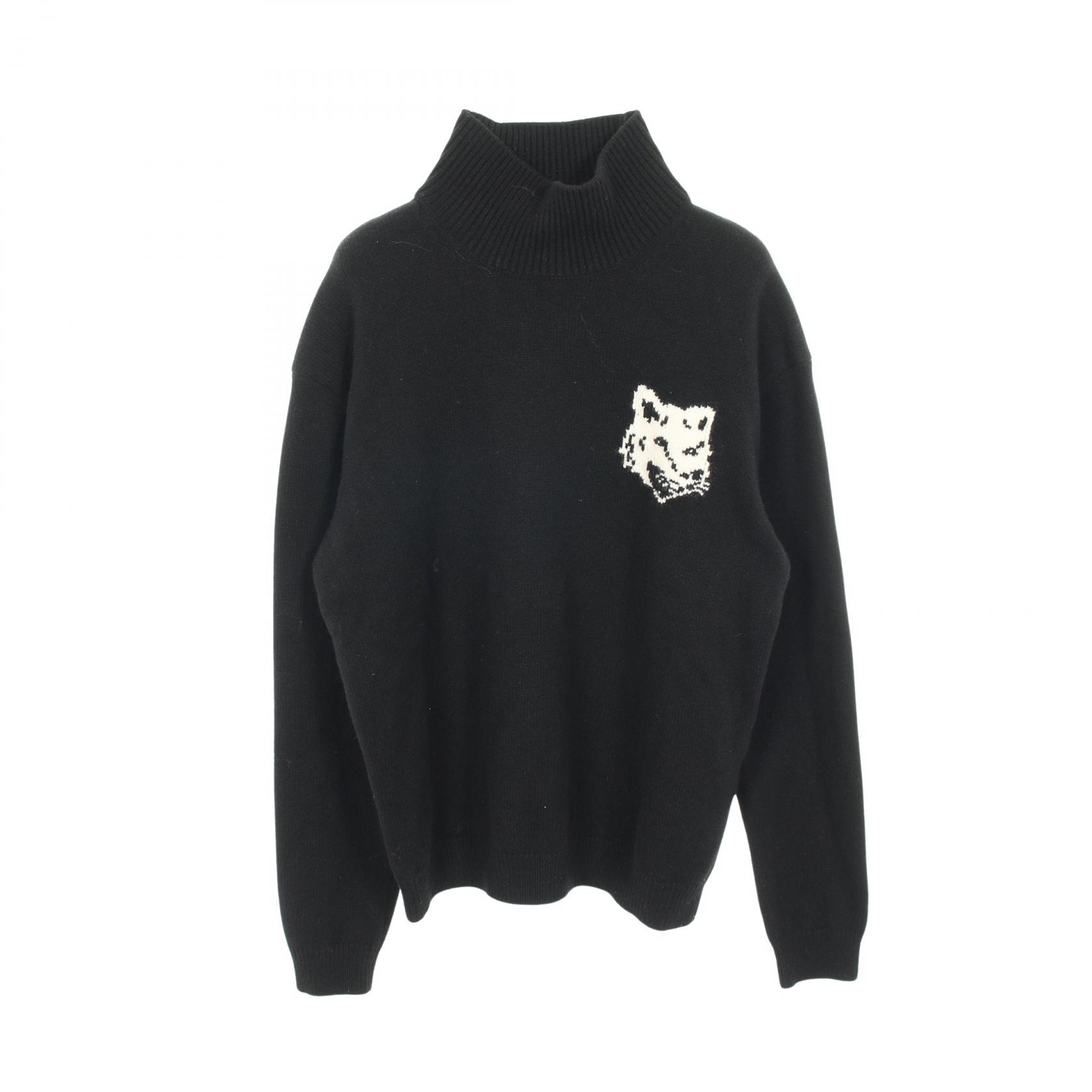 メゾンキツネ MAISON KITSUNE FOX HEAD ニット 衣料品 トップス ウール レディース ブラック系 【中古】