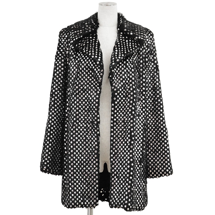 【未使用】CELINE セリーヌ コート サイズ 40 レディース ラビットファー ラインストーン アウター ブラック 黒 イタリア製