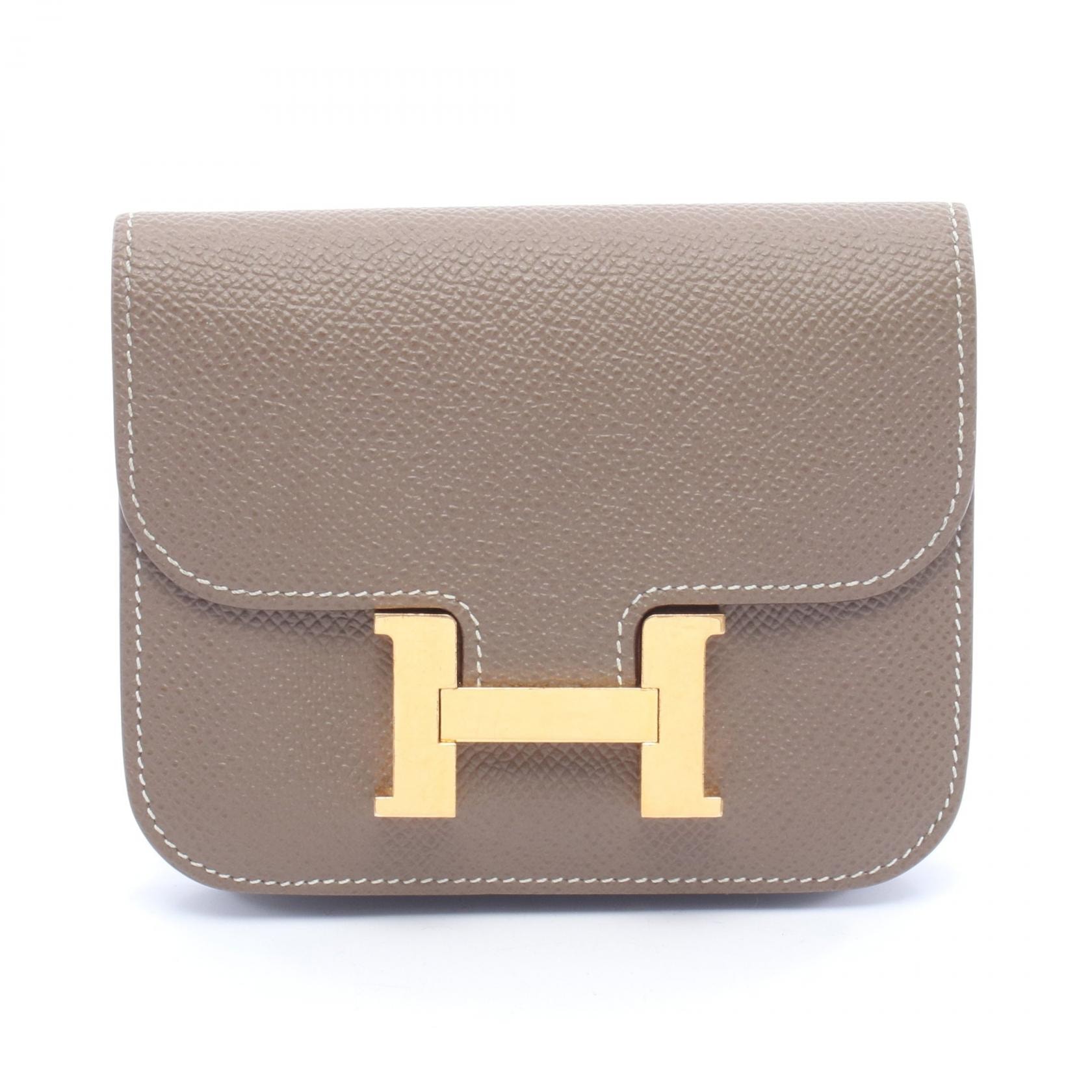 エルメス HERMES コンスタンス スリム 二つ折り財布 財布 レザー ヴォーエプソン ヴォーエプソン エトゥープ Z刻印(2021年製造) レディース グレー系 【中古】