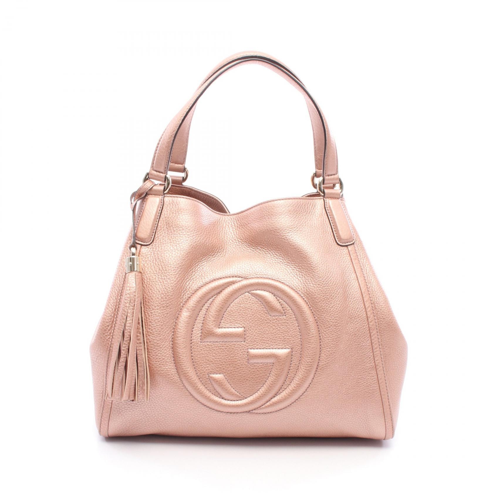 グッチ GUCCI ソーホー セラリウス インターロッキングG メタリック トートバッグ バッグ レザー レディース ピンク系 282309 【中古】