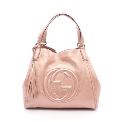 グッチ GUCCI ソーホー セラリウス インターロッキングG メタリック トートバッグ バッグ レザー レディース ピンク系 282309 【中古】