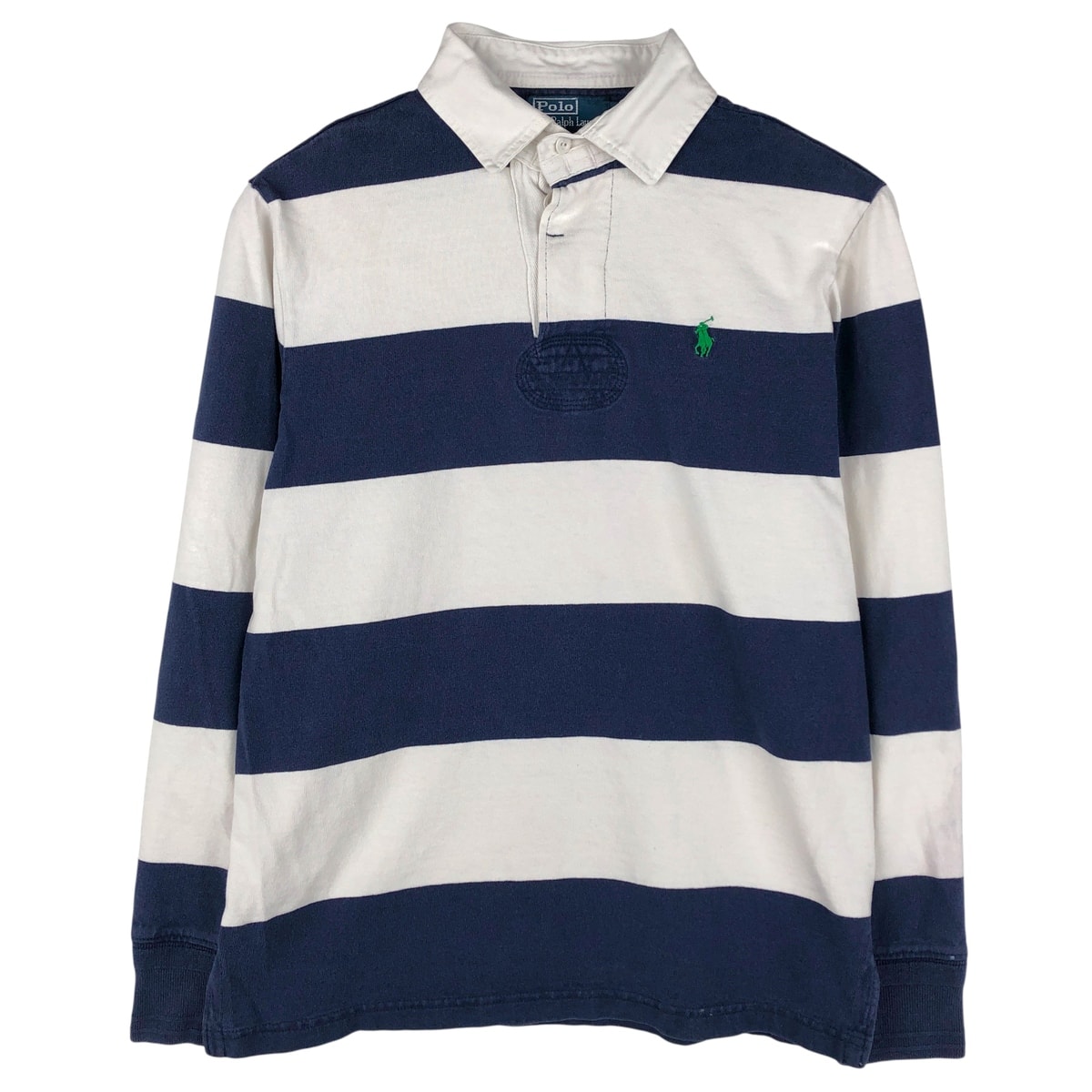 古着 ラルフローレン Ralph Lauren POLO by Ralph Lauren CUSTOM FIT ボーダー柄 長袖 ラガーシャツ メンズS相当/eaa604052