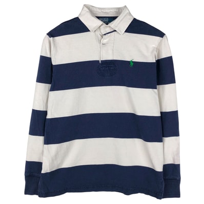 古着 ラルフローレン Ralph Lauren POLO by Ralph Lauren CUSTOM FIT ボーダー柄 長袖 ラガーシャツ メンズS相当/eaa604052