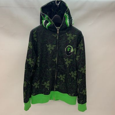 A BATHING APE x Razer NEON CAMO SHARK FULL ZIP HOODIE "Green"