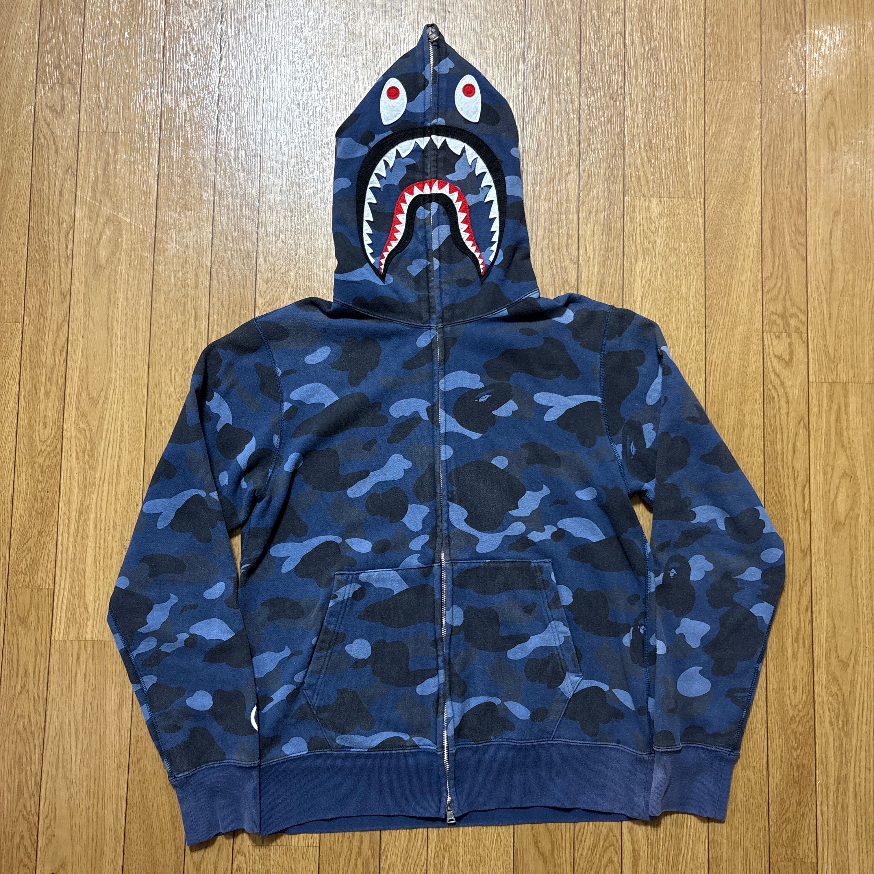 bape navy shark zip hoodieシャーク ネイビー パーカー
