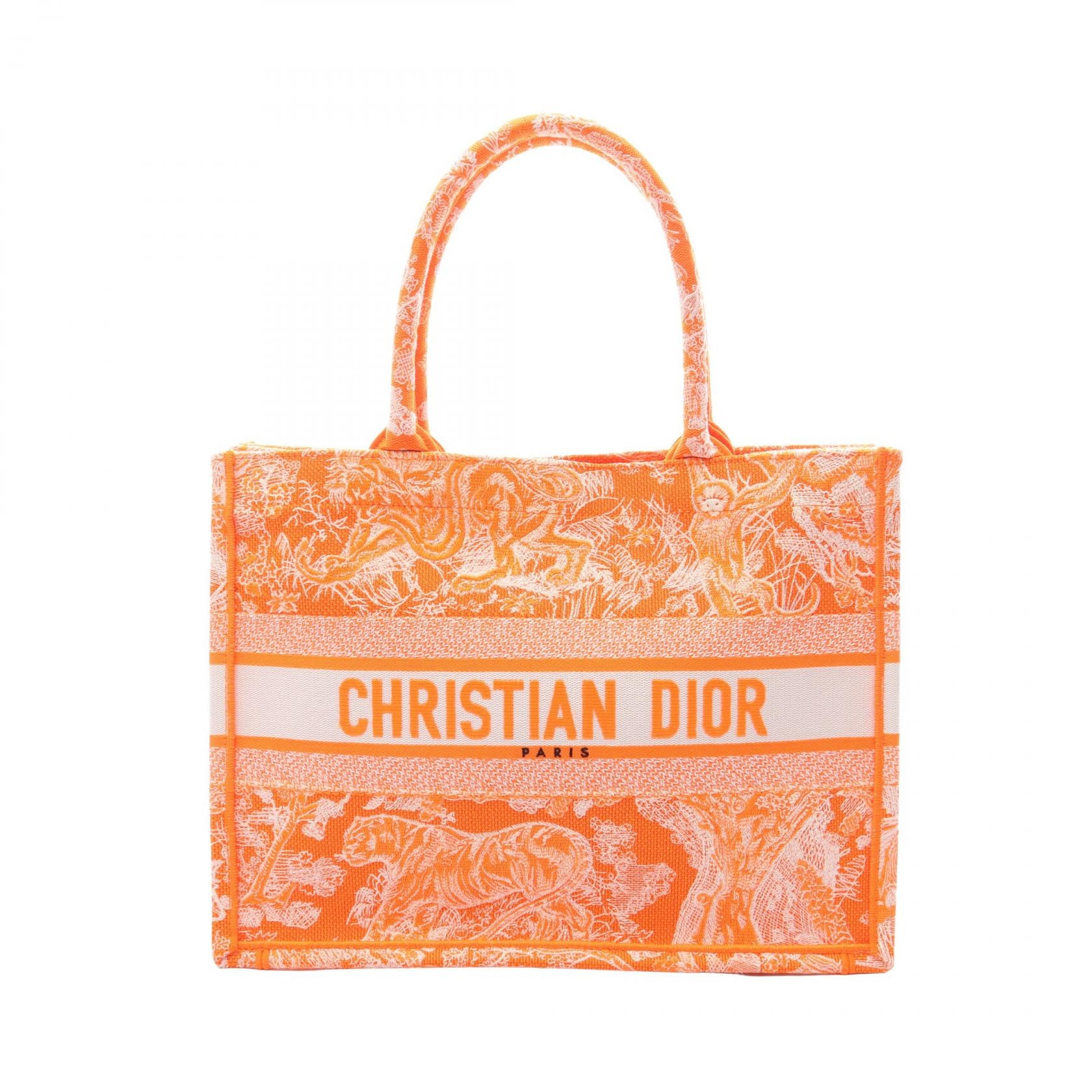 ディオール Dior BOOK TOTE ブックトート ミディアム トートバッグ バッグ キャンバス レディース オレンジ系 【中古】