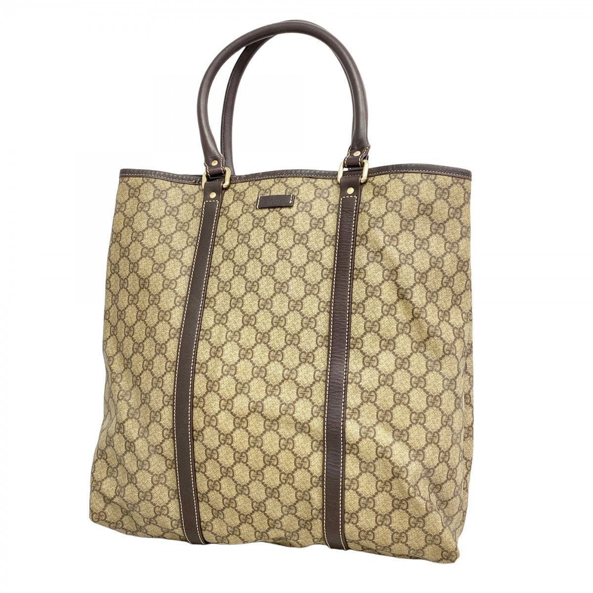【6db2239-k】グッチ トートバッグ GGスプリーム 223668 PVC ブラウン シャンパンゴールド金具【中古】レディース