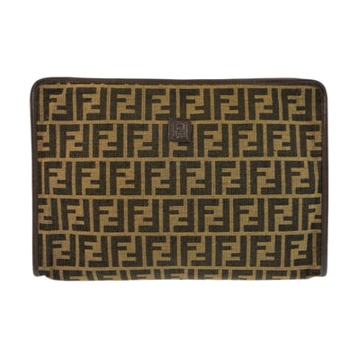 FENDI フェンディ ヴィンテージ ズッカ ブラウン キャンバス クラッチバッグ 男女兼用 603565 【中古】