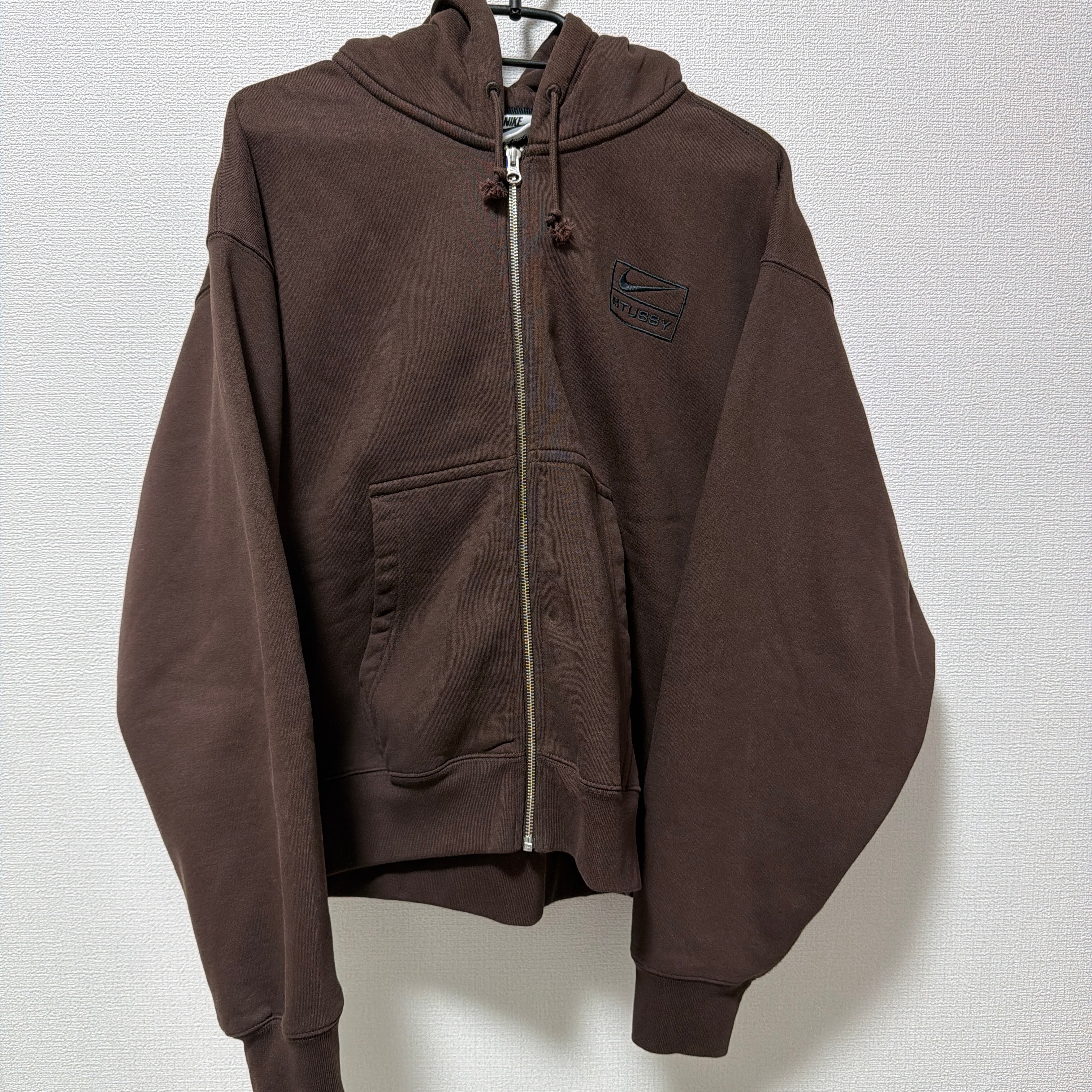 Stussy x Nike Stone Washed Fleece Zip Hoodie "Dark Cinder" (US Size) FJ9175-261