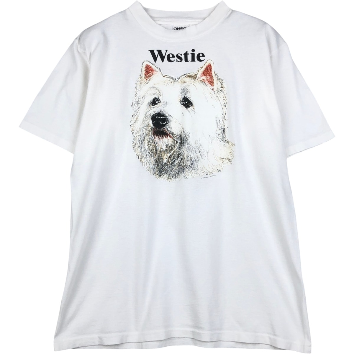 古着 90年代 オニータ ONEITA Westie ウエストハイランドホワイトテリア 犬柄 アニマルTシャツ USA製 メンズL相当 ヴィンテージ/eaa646507