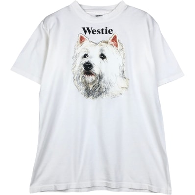 古着 90年代 オニータ ONEITA Westie ウエストハイランドホワイトテリア 犬柄 アニマルTシャツ USA製 メンズL相当 ヴィンテージ/eaa646507