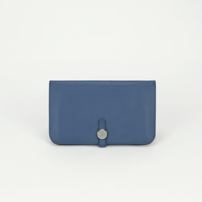 エルメス HERMES ドゴンGM ドゴン GM ドゴンデュオ 財布 長財布 ロングウォレット エバーカラー アズール Azur ブルー Blue 青 水色 シルバー金具 エヴァーカラー ポーチ 小銭入れ