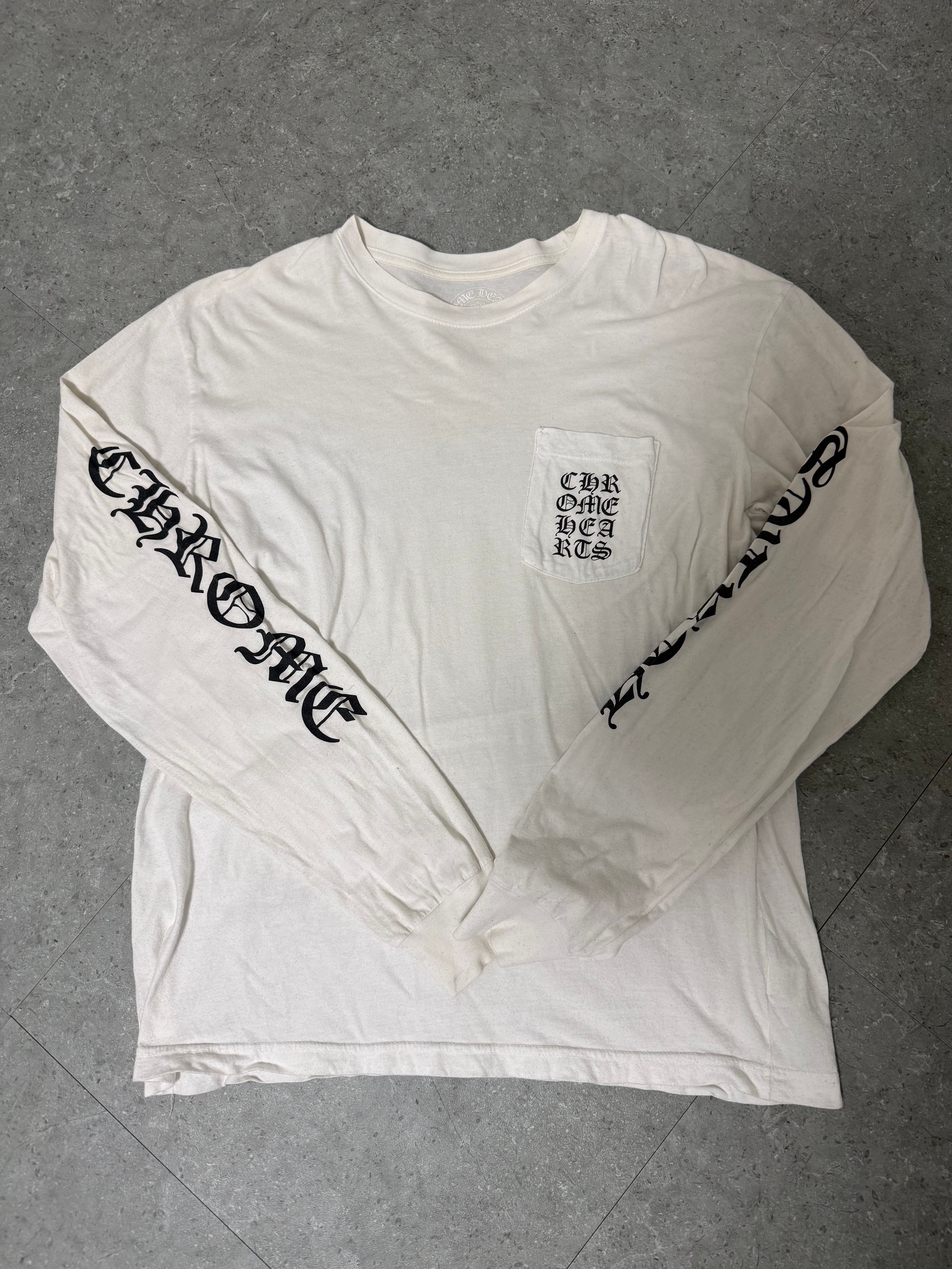 Chrome Hearts Vertical Logo L/S T-Shirt "White"