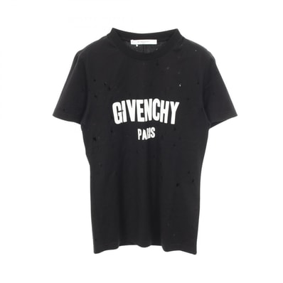 ジバンシィ GIVENCHY ロゴプリント デストロイ加工 半袖Tシャツ 衣料品 トップス コットン レディース ブラック系 【中古】