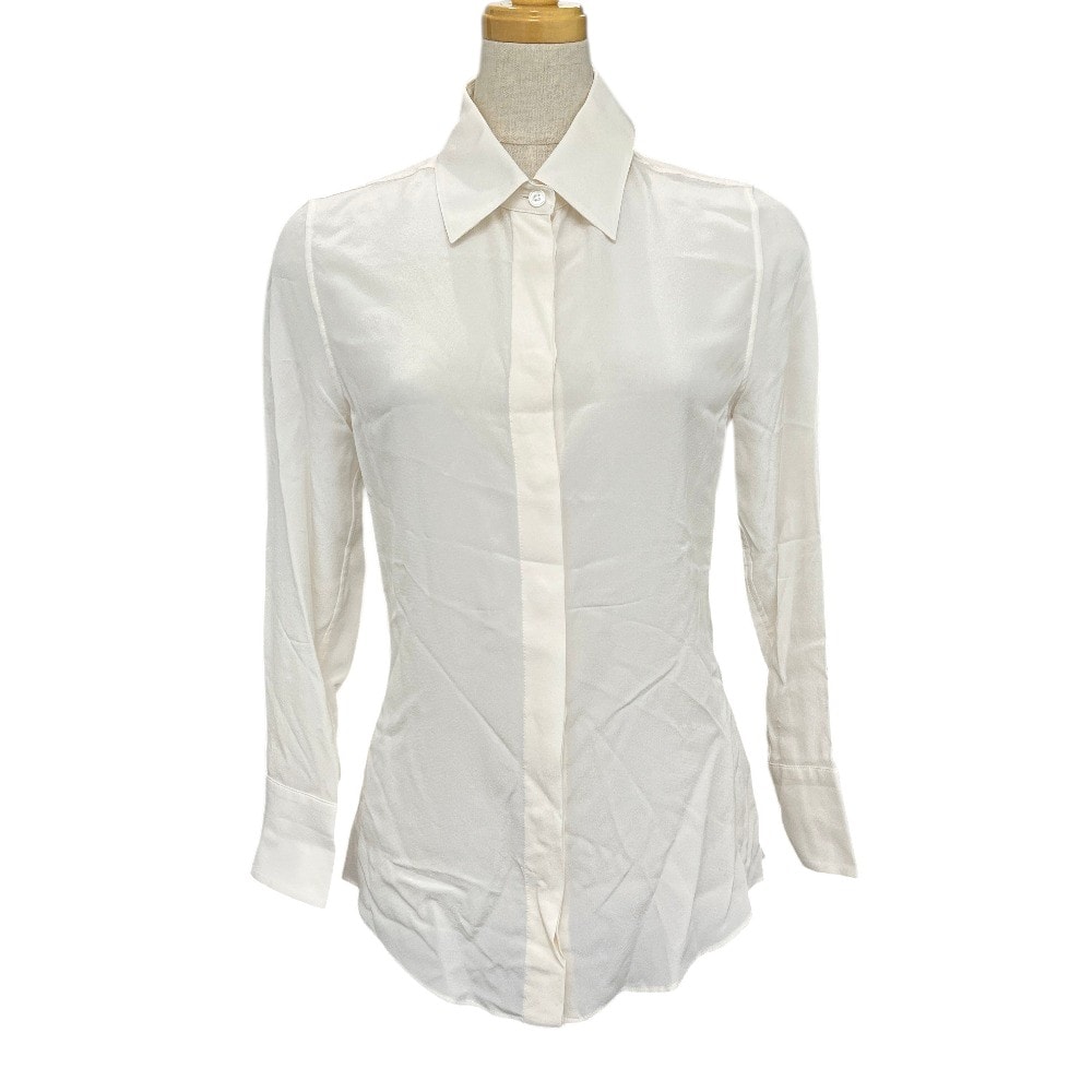 ステラマッカートニー Stella McCartney スプレッドカラーシャツ 606912 アパレル トップス ブラウス 長袖シャツ シルク アイボリー ホワイト 美品