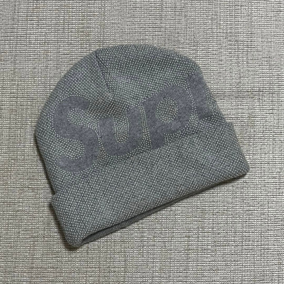 Supreme Studded Knockout Big Logo Beanie "Heather Grey"