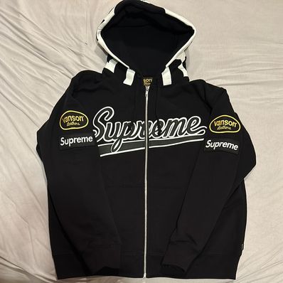Supreme / Vanson Leathers® Spider Web Zip Up Hooded Sweatshirt "Black"