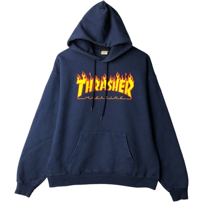 古着 スラッシャー THRASHER ファイヤーパターン スウェットプルオーバーパーカー メンズM相当/eaa596234