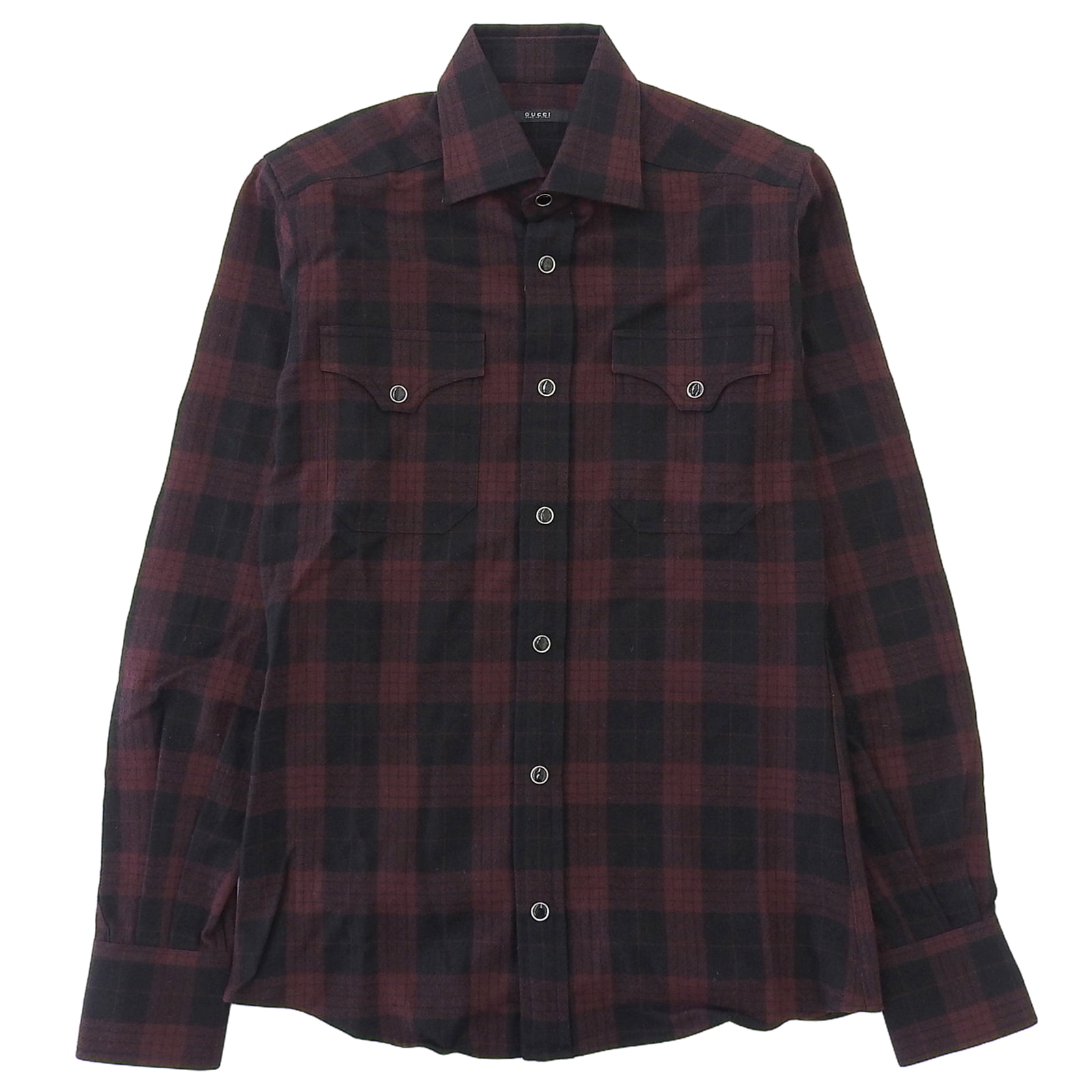極美品 グッチ 長袖シャツ レッド系 メンズ 38 162494