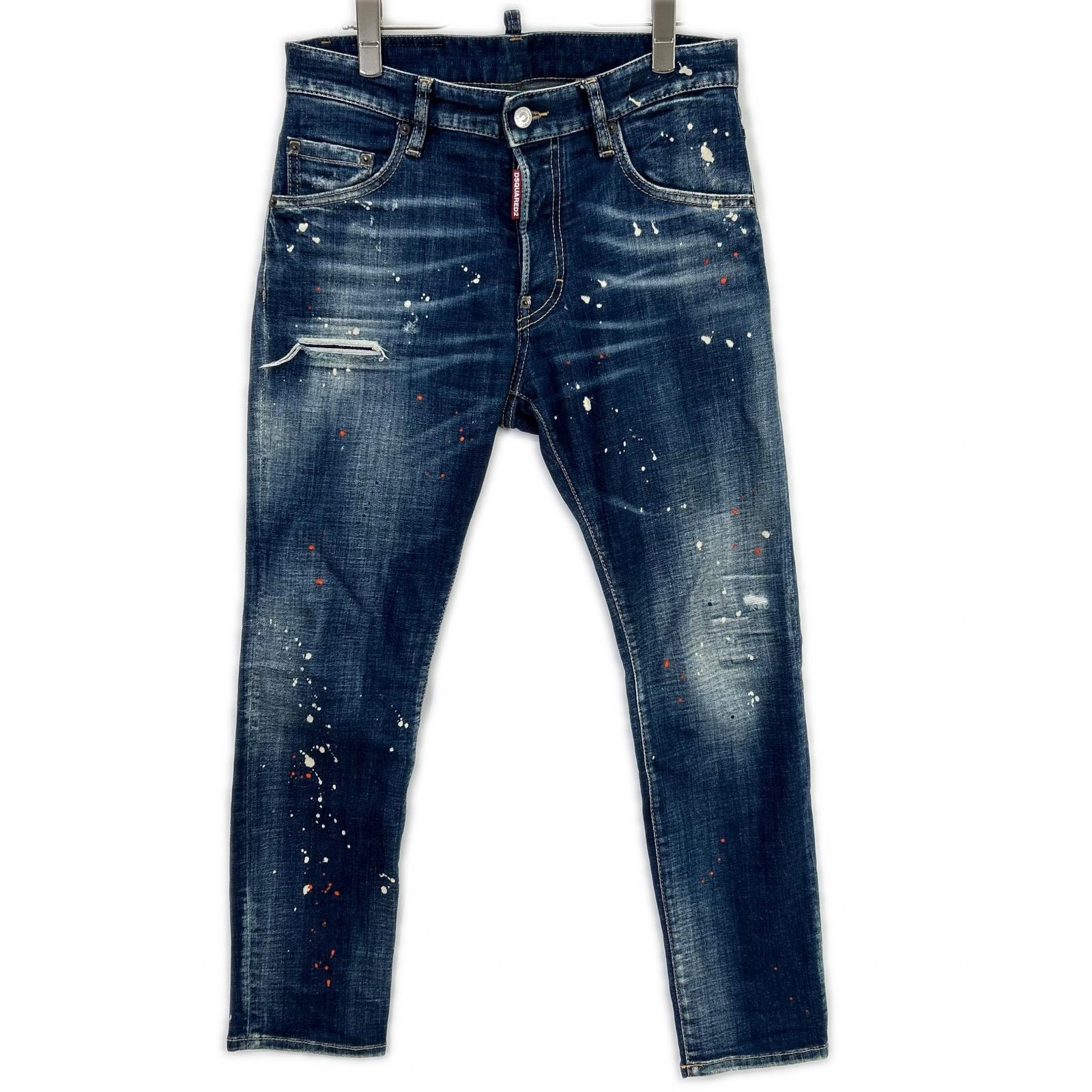 ディースクエアード インディゴ S74LB1556 SKATER ストレッチ ダメージ デニム 42