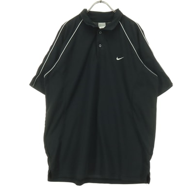NIKE ナイキ ワンポイントロゴ スウッシュ 半袖 ポロシャツ XL ブラック