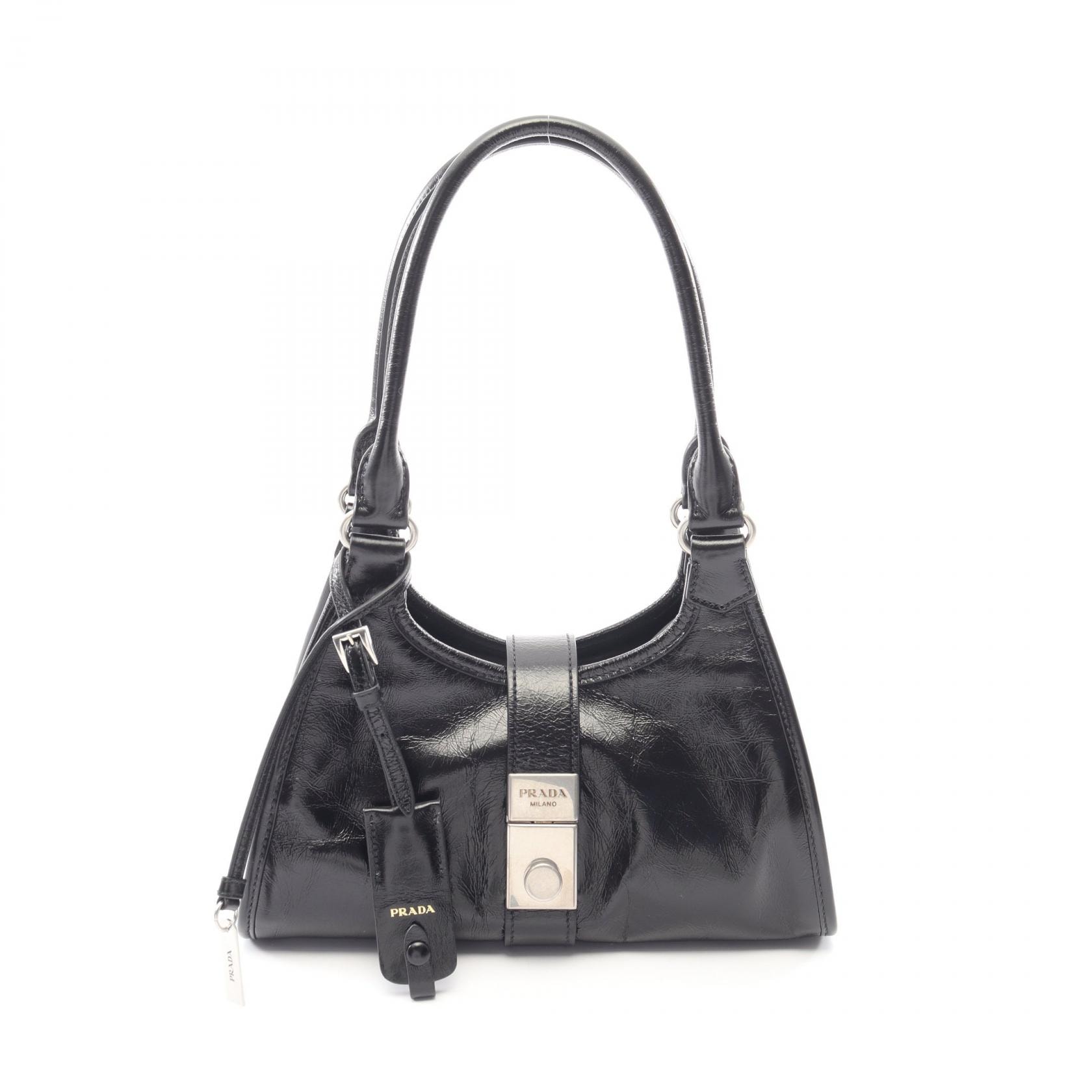 プラダ PRADA SOFT LUX ハンドバッグ バッグ レザー レディース ブラック系 【中古】
