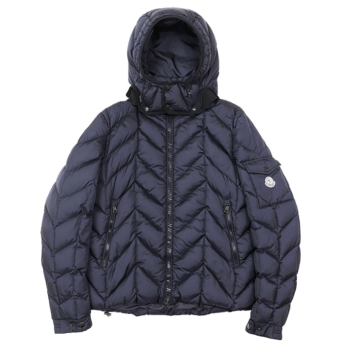 MONCLER モンクレール  ベリア ダウンジャケット サイズ 2 メンズ フード取り外し可 BERRIAT ロゴ ワッペン アウター ネイビー 紺 ルーマニア製