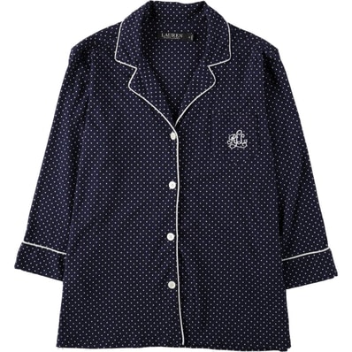 古着 ラルフローレン Ralph Lauren LAUREN ローレン ドット柄 オープンカラー 長袖 パジャマシャツ レディースM相当/eaa683121