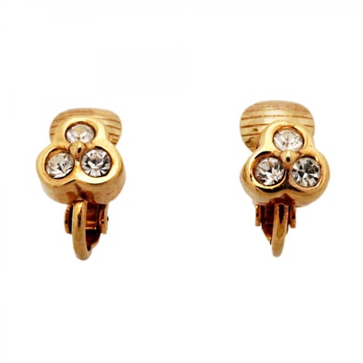 ★SALE【6jcb0603-k】クリスチャンディオール イヤリング GPメッキ ラインストーン ゴールド【中古】レディース