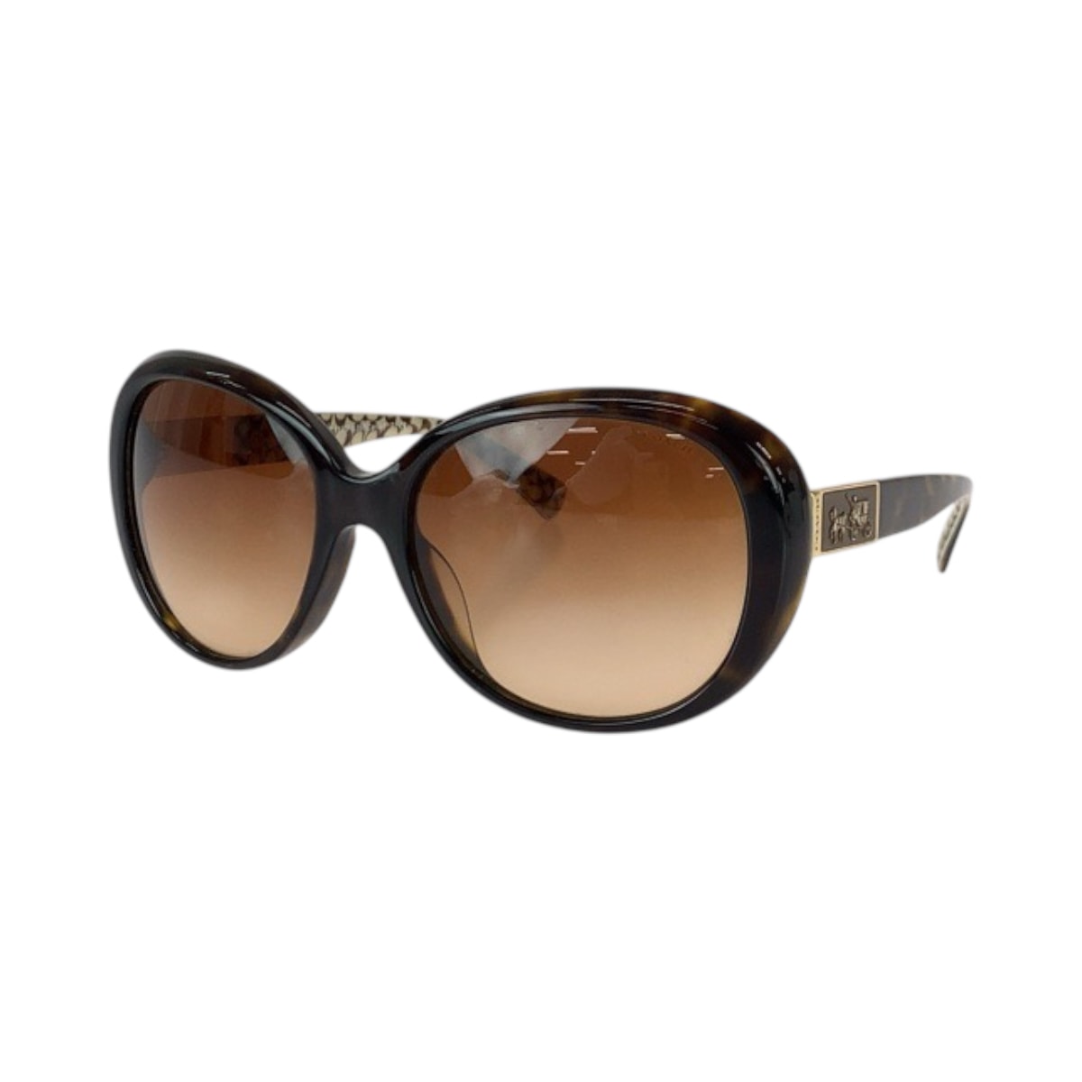 美品 COACH コーチ シグネチャー ブラウン ゴールド金具 プラスチック サングラス メガネ 男女兼用 バタフライ 600341 【中古】