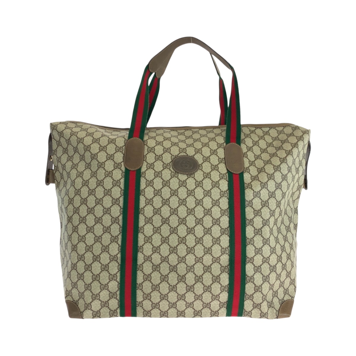 美品 GUCCI グッチ ヴィンテージ オールドグッチ シェリーライン ベージュ レッド グリーン ゴールド金具 GGスプリームキャンバス ボストンバッグトラベルバッグ トートバッグ 503545 【中古】