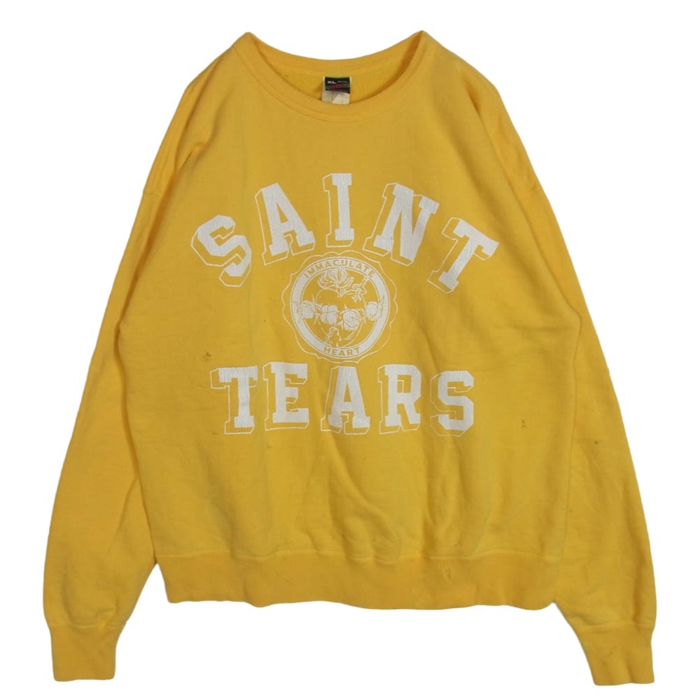 SAINT MICHAEL セントマイケル スウェット × DENIM TEARSデニムティアーズ 21AW SM-A21-0000-049 STT_SWT SH_STTRS LG YLW ダメージ加工 カレッジロゴ スウェット トレーナー XL【中古】