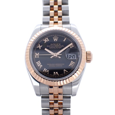 ROLEX ロレックス デイトジャスト M ブラック 179171 SS/PG レディース 腕時計