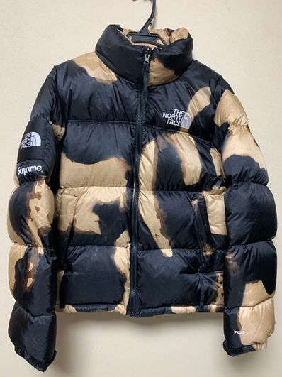 Supreme x The North Face Bleached Denim Print Nuptse Jacket "Black"