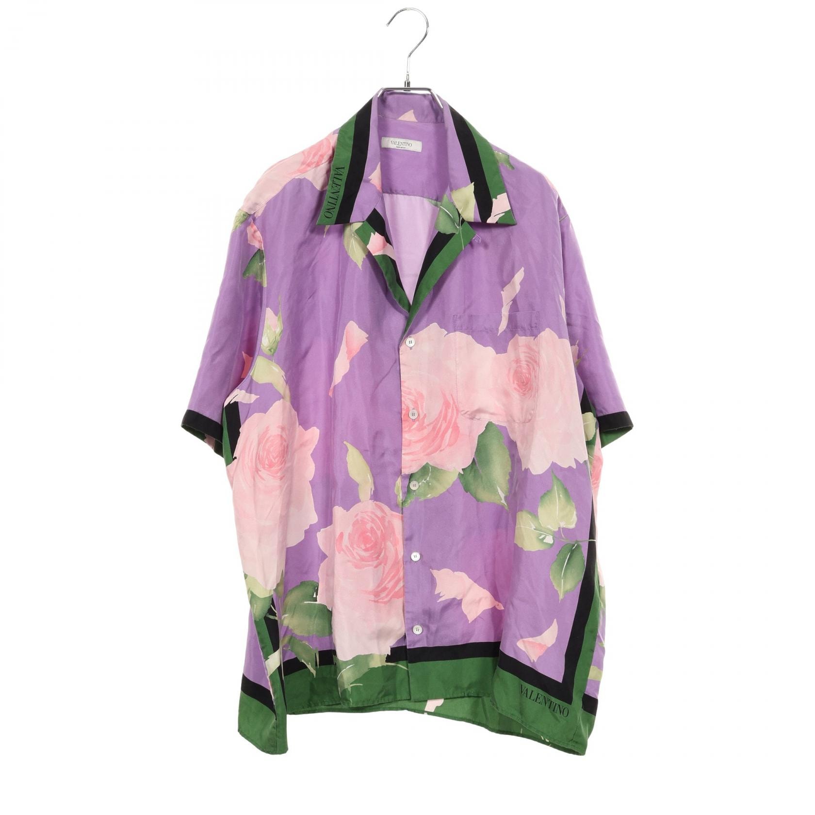 ヴァレンチノ Valentino 花柄 半袖 衣料品 トップス シルク メンズ パープル系 / ピンク系 / マルチカラー 【中古】