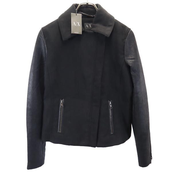 未使用 ARMANI EXCHANGE アルマーニエクスチェンジ 長袖 ダブルライダースジャケット M ブラック系