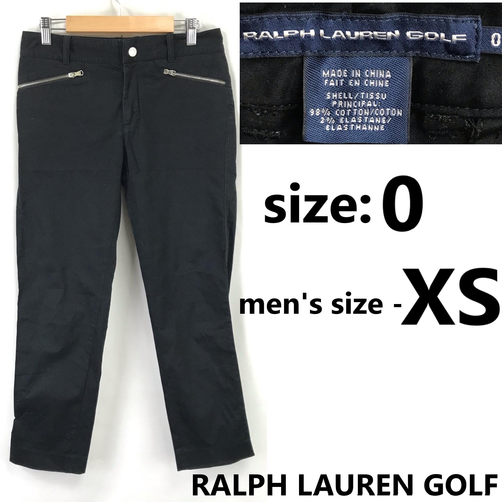 美品★ RALPH LAUREN GOLF【ラルフローレン】コットンパンツ【0/メンズXS/股下65cm/黒/black】ゴルフウェア/ズボン/ボトムス/Trouser◆BJ066-e