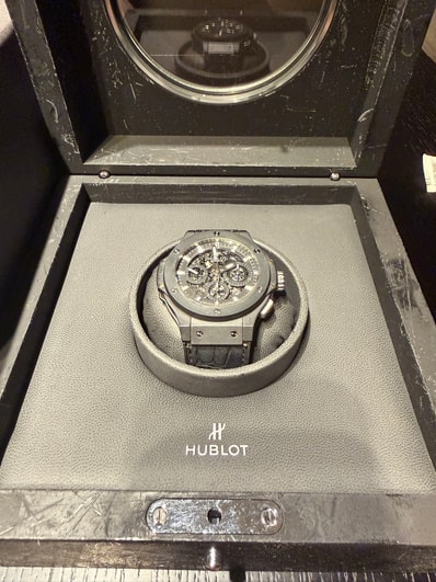HUBLOT ビッグバン アエロバン ブラックマジック 311.CI.1170 スケルトン 時計 自動巻き クロノグラフ デイト