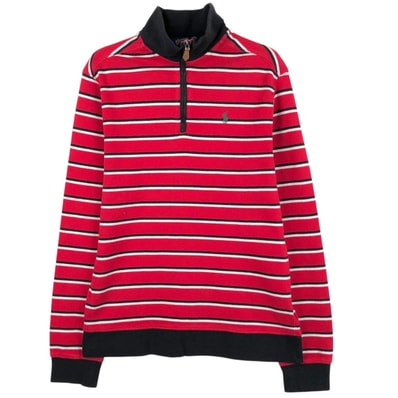 古着 ラルフローレン Ralph Lauren POLO RALPH LAUREN ボーダー柄 ハーフジップスウェットシャツ トレーナー レディースM相当/eaa670448