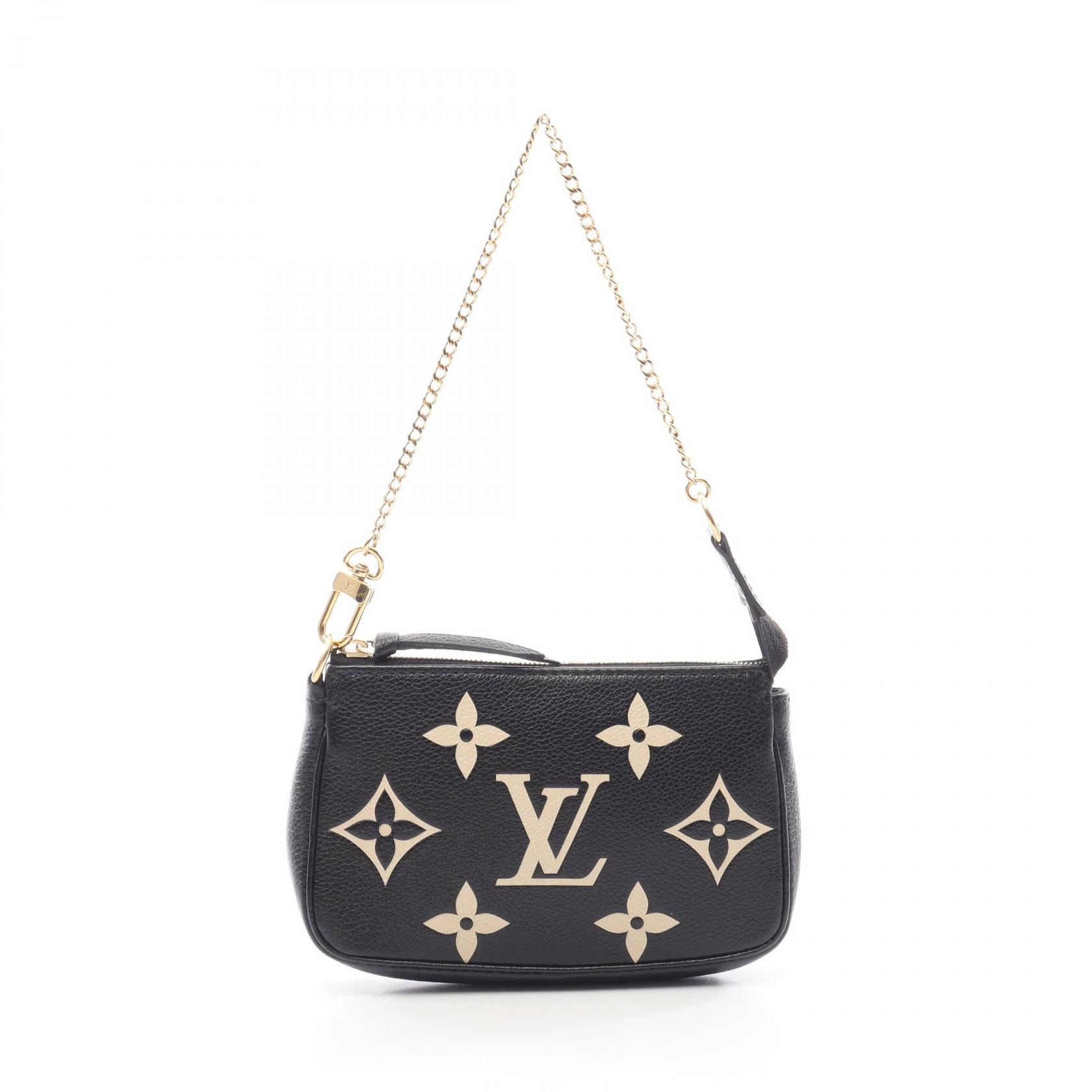 ルイ・ヴィトン LOUIS VUITTON ミニ ポシェット アクセソワール バイカラー モノグラムアンプラント ハンドバッグ バッグ レザー モノグラム・アンプラント レディース ブラック系 M80732 【中古】